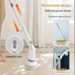 Cordless Cleaning Brush Rechargeable Power Scrubber with Adjustable Extension Arm Multi-Purpose for Cleaning Tub Tile Floor Sink