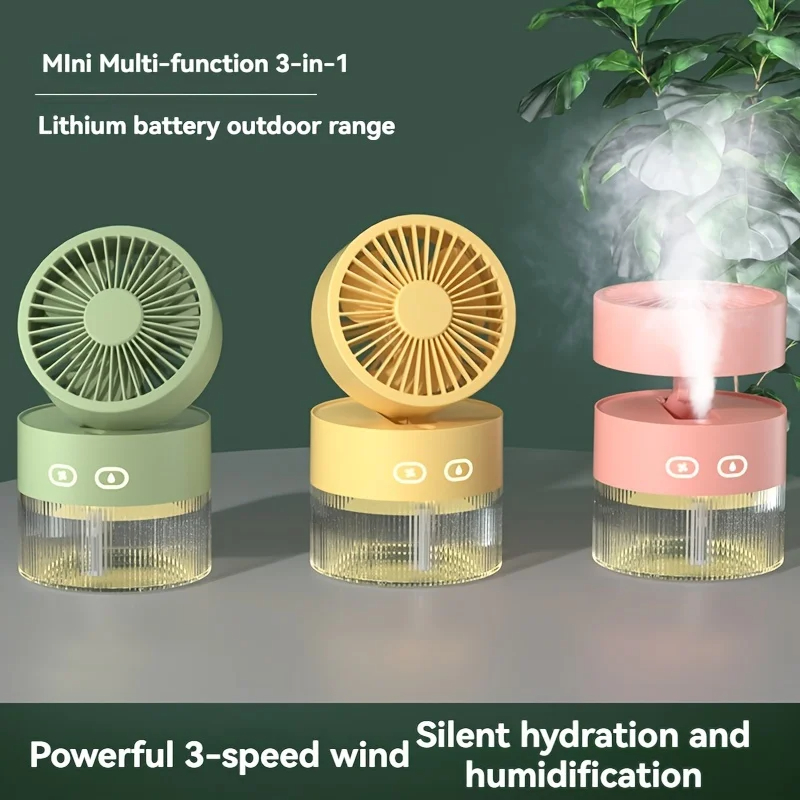 Ice Mist Humidifying Fan Usb Mini Small Fan Desktop Fan Foldable Cold Wind Humidified Spray Fan Low Noise Fan