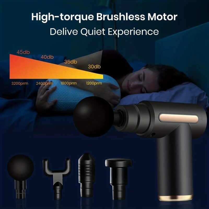 Gun Electric Percussion Pistol Massager Body Relaxation With LED Touch Screen 4 Replaceable Massage Head